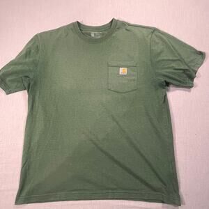 Carhartt Green Pocket T Shirt Loose Fit Workwear Casual Logo Tee Large